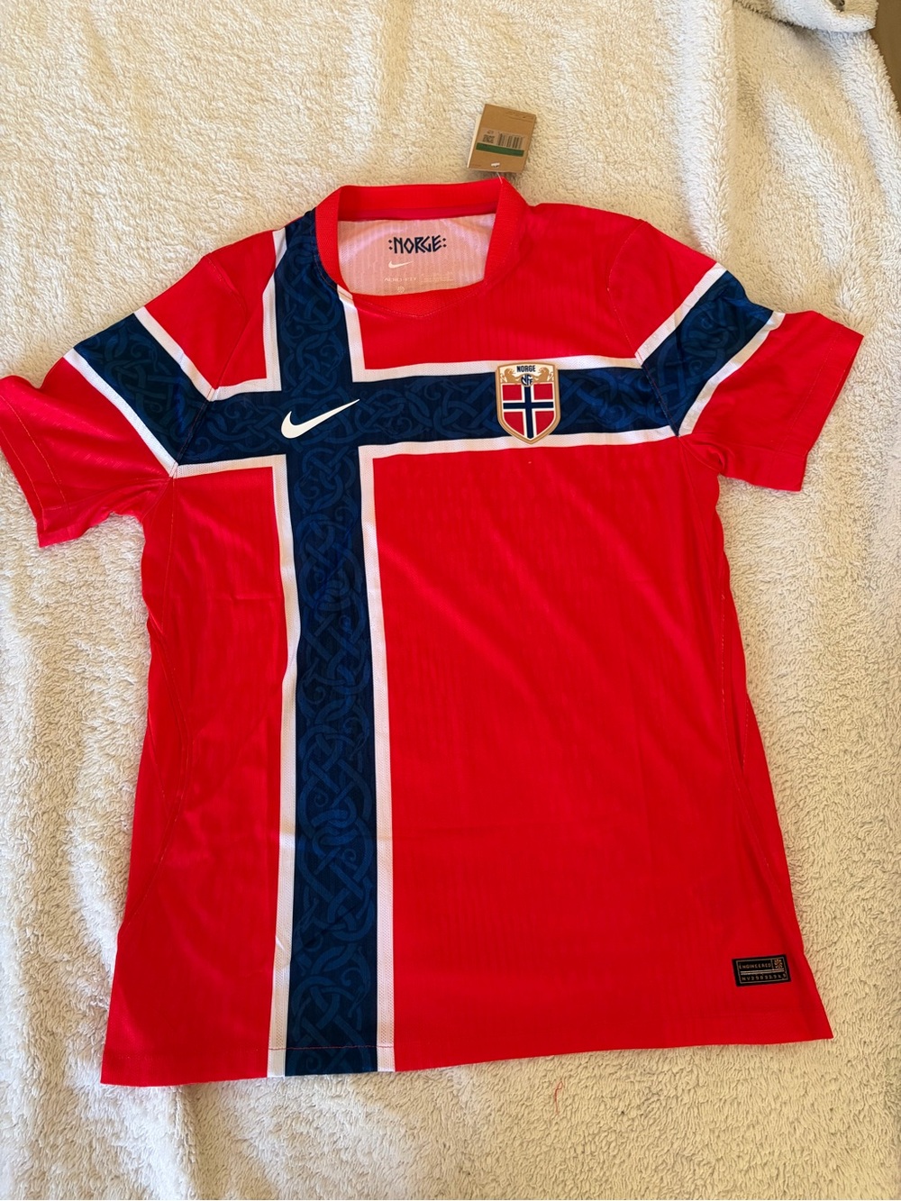 Nike Red and Navy Norway Soccer Jersey